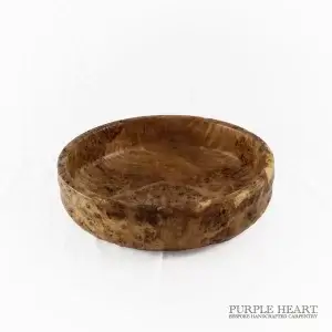 Handcrafted rare burr elm wood bowl with swirling grain and rich golden-brown natural wood patterns