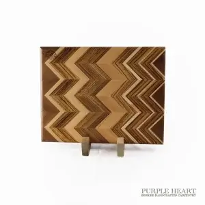 Alternative view of Zebrawood, Walnut, Cherry, and Ash Chevron Wooden Chopping Board
