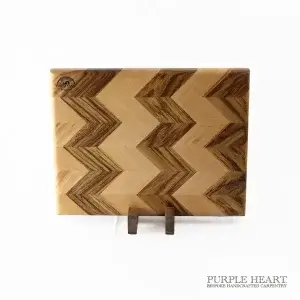 Alternative view of Cherry and Zebra Wood Chopping Board