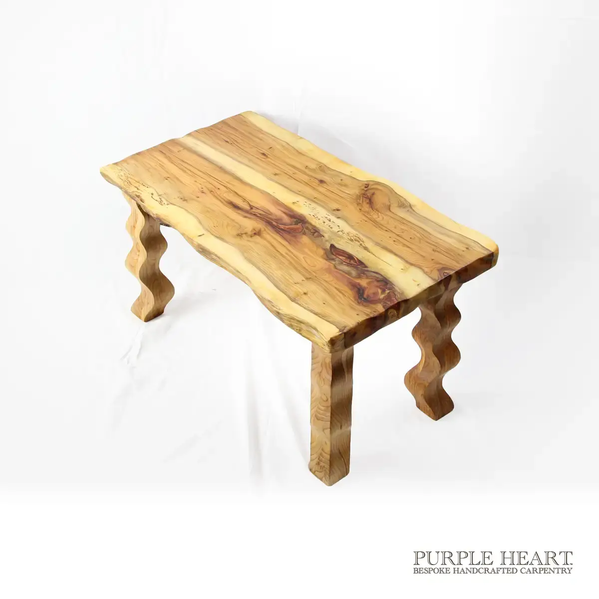 Yew Tree Wood Wavy Leg Table - Image 3