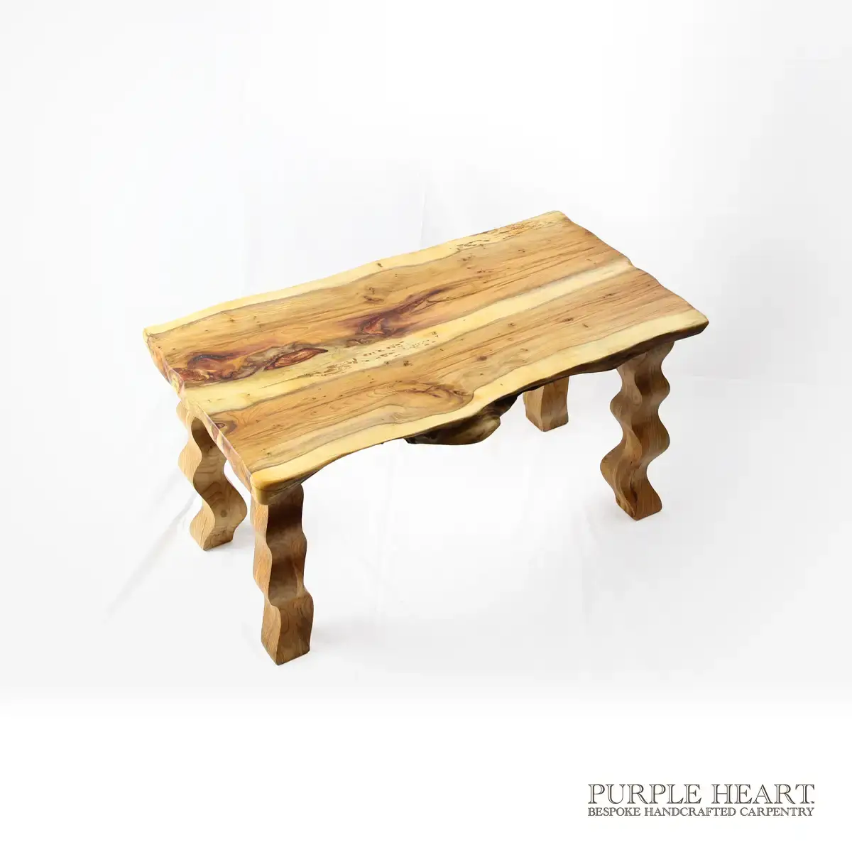 Yew Tree Wood Wavy Leg Table - Image 4