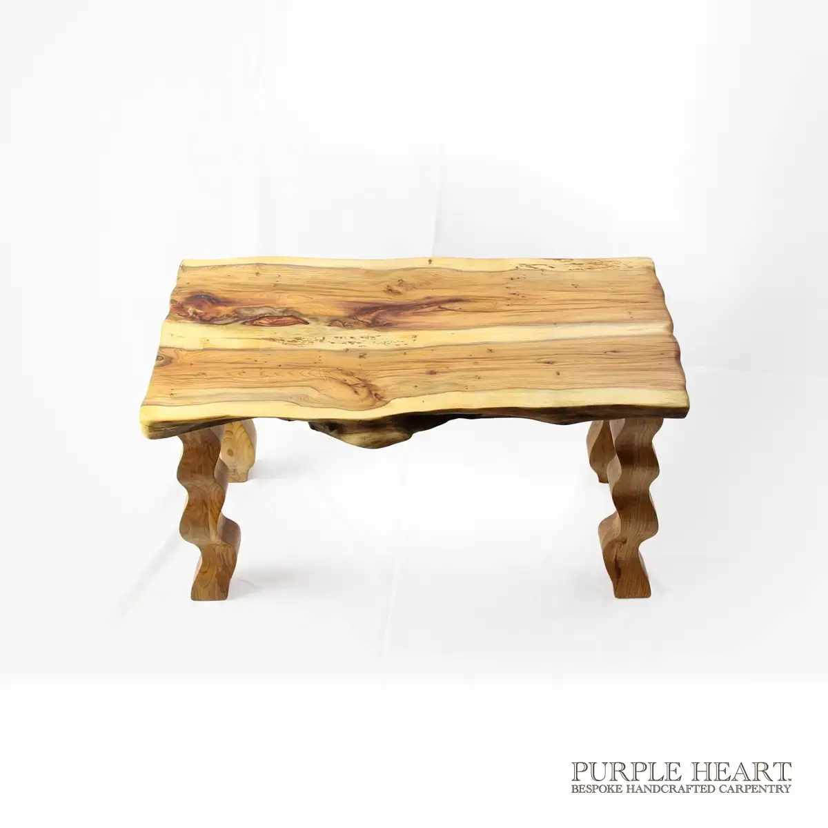 Yew Tree Wood Wavy Leg Table - Image 5