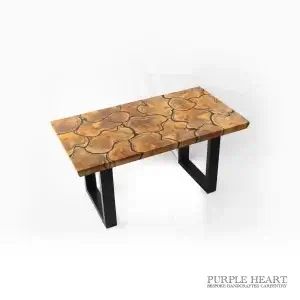 Yew Tree Wood and Jet Black Resin Table