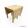 Handmade solid hardwood extendable drop leaf table with natural wood finish and folding side panels